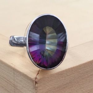 Beautiful mystic topaz sterling silver ring